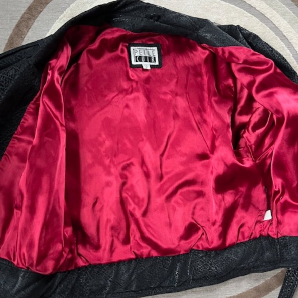 VINTAGE  Pelle Cuir Leather Suede Bomber  Black Jacket Size Medium - Picture 3 of 8